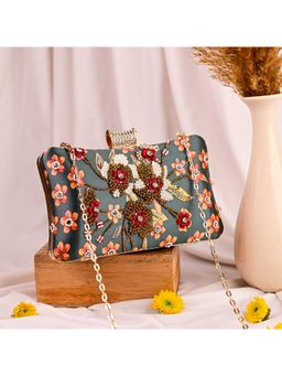 sugarcrush - Green Toned Printed Box Clutch