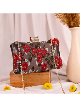 sugarcrush - Brown Toned Printed Box Clutch