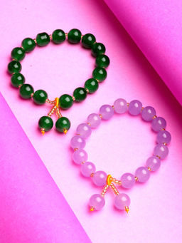 Stol'N - Crystal Bracelet - 2 Pcs Set - Purple, Green