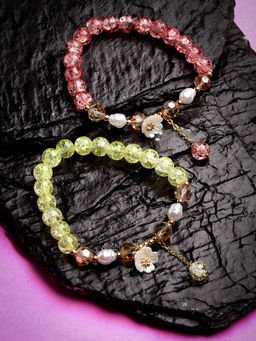 Stol'N - Crystal Bracelet - 2 Pcs Set - Yellow, Brown