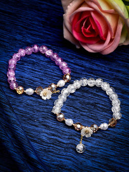 Stol'N - Crystal Bracelet - 2 Pcs Set - Purple, White