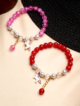 Stol'N - Crystal Bracelet - 2 Pcs Set - Dark pink, Red