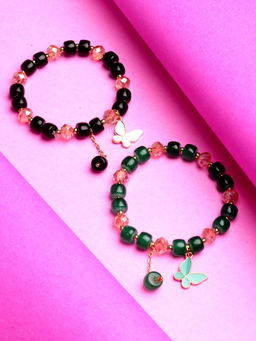 Stol'N - Crystal Bracelet - 2 Pcs Set - Green, Black