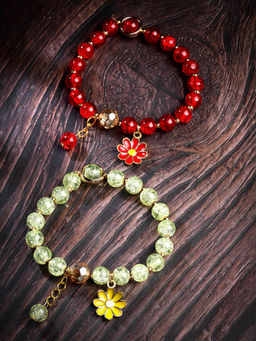 Stol'N - Crystal Bracelet - 2 Pcs Set - Green, Red