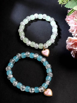 Stol'N - Crystal Bracelet - 2 Pcs Set - Skyblue, Green