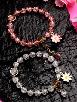 Stol'N - Crystal Bracelet - 2 Pcs Set - Peach, White