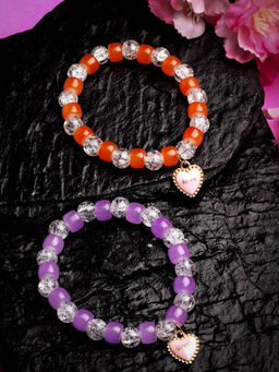 Stol'N - Crystal Bracelet - 2 Pcs Set - Orange, Purple