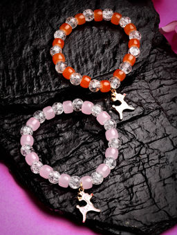 Stol'N - Crystal Bracelet - 2 Pcs Set - Pink, Orange