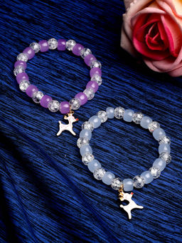 Stol'N - Crystal Bracelet - 2 Pcs Set - Purple, Skyblue