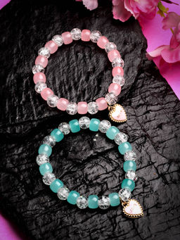 Stol'N - Crystal Bracelet - 2 Pcs Set - Skyblue, Pink