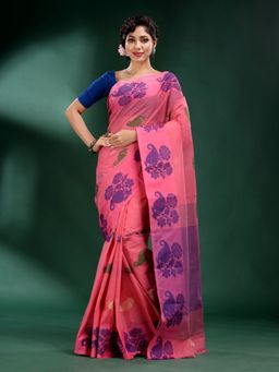 CHARUKRITI - Light Pink Pure Cotton Handwoven Soft Saree