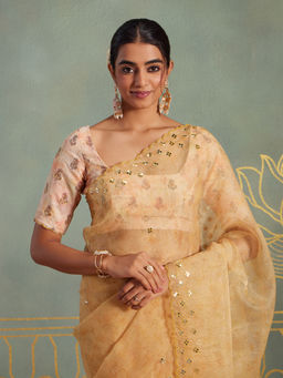 Likha - Organza Silk Foil Mirror Work Saree & Unstitched Blouse Likmpsbosar05B
