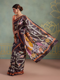 Likha - Traditional Pure Tussar Silk All Over Authentic Batik Print Saree & Unstitched Blouse