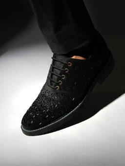 Monkstory - Men Artisan Lace Ups Black Oxford Shoes