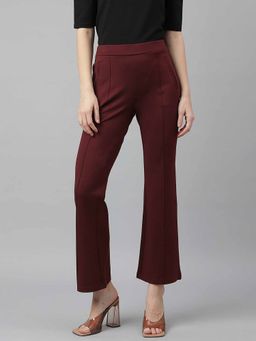 Latin Quarters - Women's Maroon High Rise Straight Fit Pant for Casual