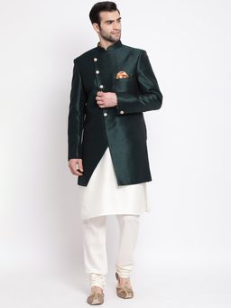 Vastramay - Men Cream And Black Viscose Ethnic Combo (Set of 3)