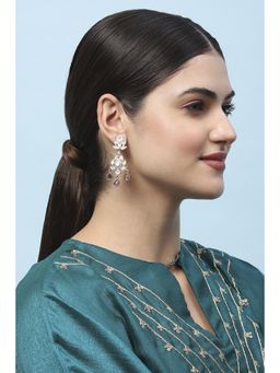 Biba - Womens Purple Kundan Festive Drop Earrings