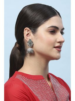 Biba - Womens Green Oxidized Jhumka Earrings