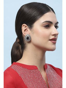 Biba - Womens Navy Blue Kundan Festive Stud Earrings