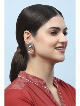 Biba - Womens Peach Kundan Festive Stud Earrings