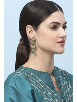 Biba - Womens Green Kundan Drop Earrings