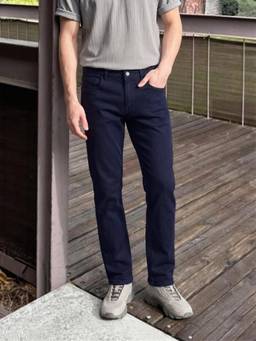 The Indian Garage Co - Men Slim Fit Solid Mid-Rise Jeans-Navy Blue
