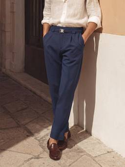 The Indian Garage Co - Men Relaxed Fit Solid Mid-Rise Trousers-Navy Blue