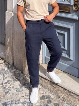 The Indian Garage Co - Men Relaxed Fit Solid Mid-Rise Joggers-Navy Blue