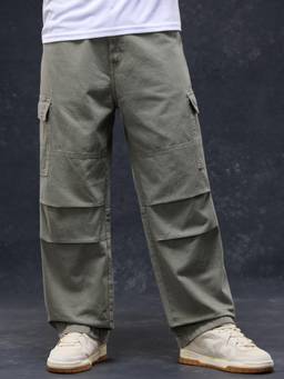 The Souled Store - Denim Aloe Green Men Cargo Jeans