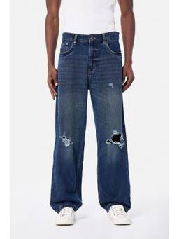 Snitch - Indigo Knee Rips Loose Casual Jeans for Men