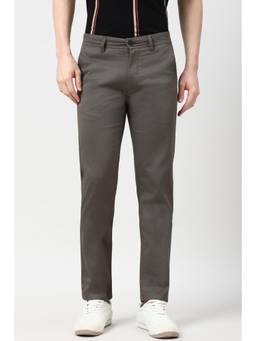 Peter England - Men Brown Print Super Slim Fit Casual Trousers