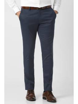 Peter England - Men Navy Stripe Formal Trousers
