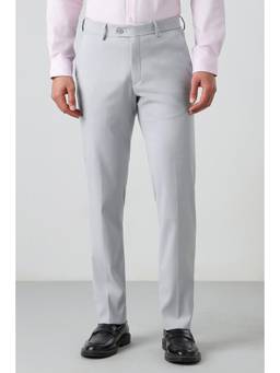 Peter England - Men Grey Solid Trousers
