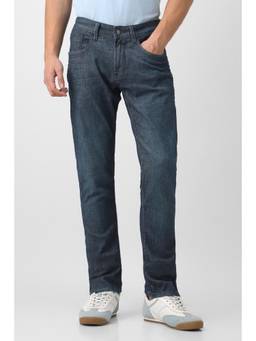 Peter England - Men Blue Mid Wash Jeans