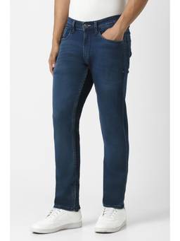 Peter England - Men Blue Mid Wash Jeans