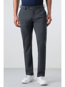 Peter England - Men Grey Textured Trousers