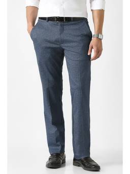 Van Heusen - Men Blue Solid Slim Fit Trousers