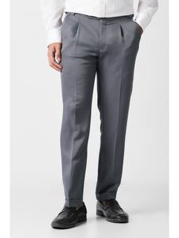 Van Heusen - Men Grey Solid Slim Fit Trousers