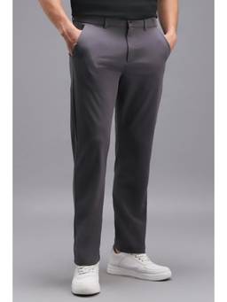 Van Heusen - Men Grey Solid Regular Fit Trousers