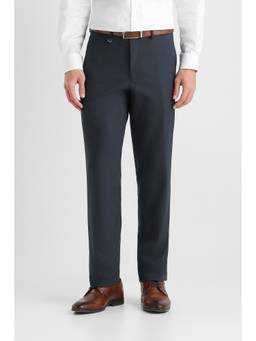 Van Heusen - Men Navy Blue Solid Custom Fit Trousers