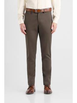 Van Heusen - Men Brown Solid Slim Fit Trousers