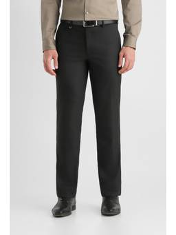 Van Heusen - Men Black Solid Slim Fit Trousers