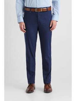 Van Heusen - Men Navy Blue Check Slim Fit Trousers