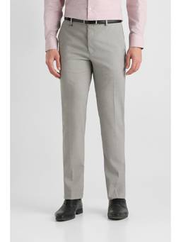 Van Heusen - Men Grey Textured Slim Fit Trousers