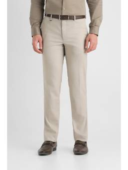 Van Heusen - Men Beige Textured Slim Fit Trousers