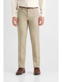 Van Heusen - Men Beige Textured Slim Fit Trousers