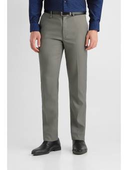 Van Heusen - Men Grey Textured Slim Fit Trousers