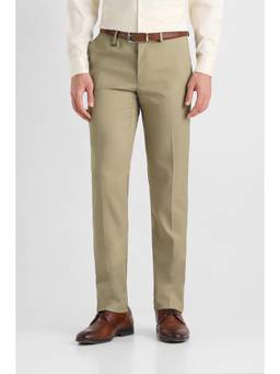 Van Heusen - Men Khaki Textured Slim Fit Trousers