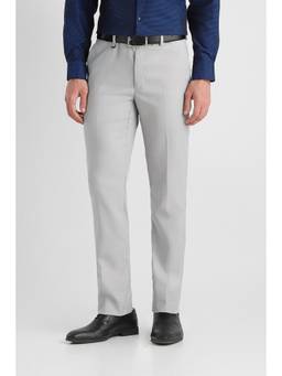 Van Heusen - Men Grey Textured Slim Fit Trousers
