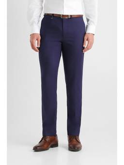 Van Heusen - Men Navy Blue Solid Slim Fit Trousers